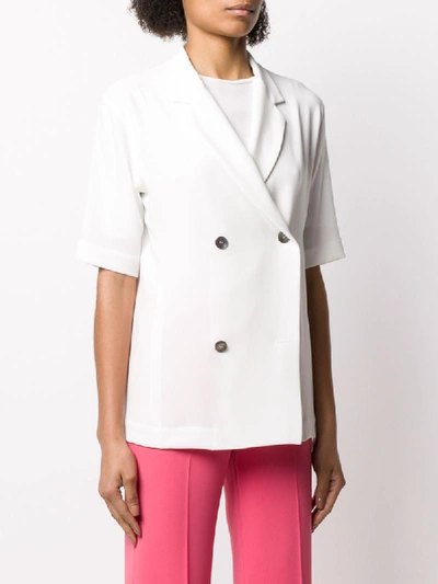 Shop Alberto Biani Fitted Double-breasted Blazer In White