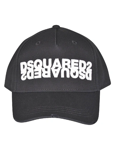Shop Dsquared2 Dean & Dan Embroidered Cap In Black/white