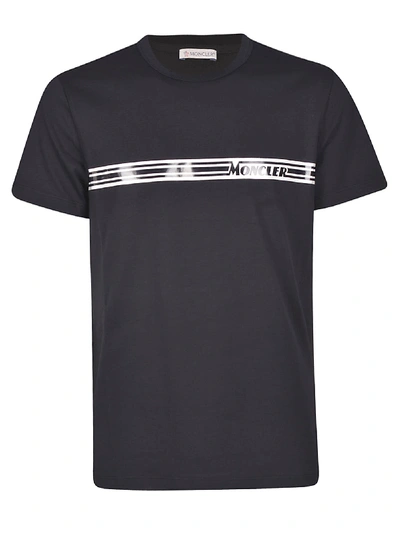 Shop Moncler Logo Striped T-shirt In Black