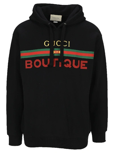 Shop Gucci Boutique Print Hoodie In Nero