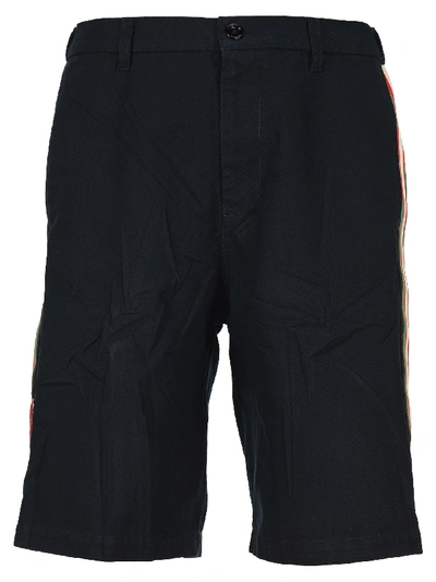 Shop Gucci Web Detail Bermuda Shorts In Blue