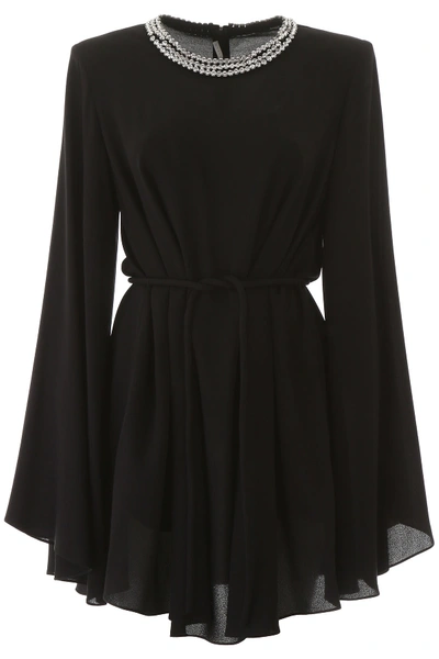 Shop Stella Mccartney Shaniya Mini Dress With Crystals In Black (black)