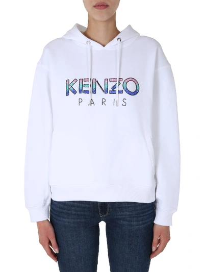 Shop Kenzo Hoodie In Bianco