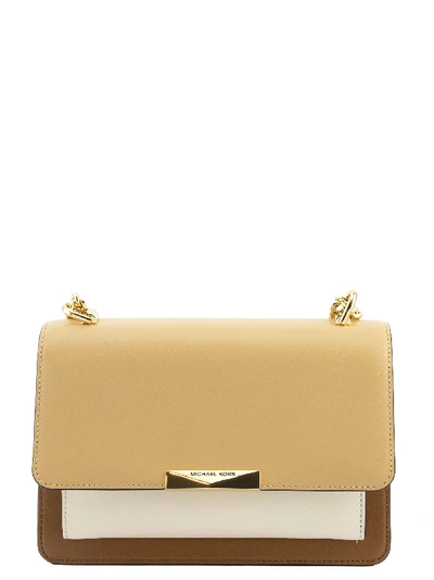 Michael Kors Jade Large Tri-color Leather Crossbody In Yellow/white/camel |  ModeSens