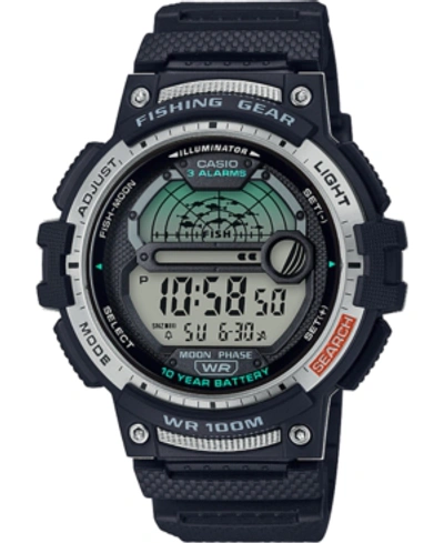 Shop Casio Men's Digital Fishing Gear Black Resin Strap Watch 47mm