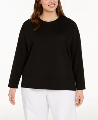 Shop Eileen Fisher Plus Size Crewneck Top In Ivory