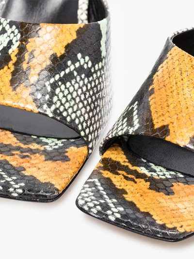 Shop Aeyde Multicoloured Katti 55 Snake Print Leather Mules In Black