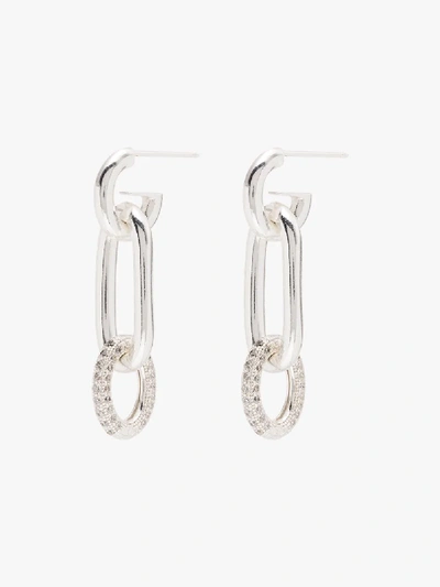 Shop Cornelia Webb Silver-plated Chain Link Crystal Hoop Earrings