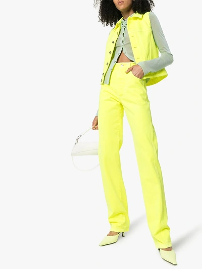 Shop Kwaidan Editions Sleeveless Denim Jacket In Yellow