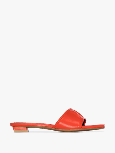 Shop Salondeju Orange Volure Leather Sandals