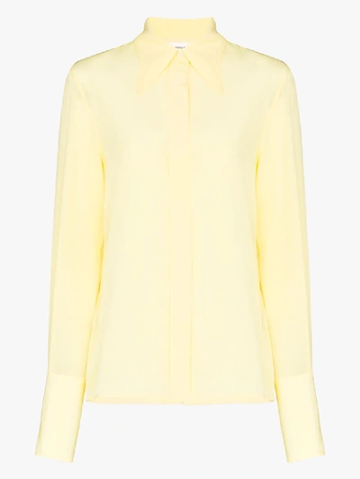 Shop Victoria Beckham Cutaway Collar Shirt In Yellow