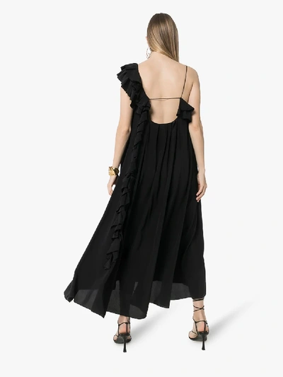 Shop Victoria Beckham Ruffle Trim Midi Dress In Black