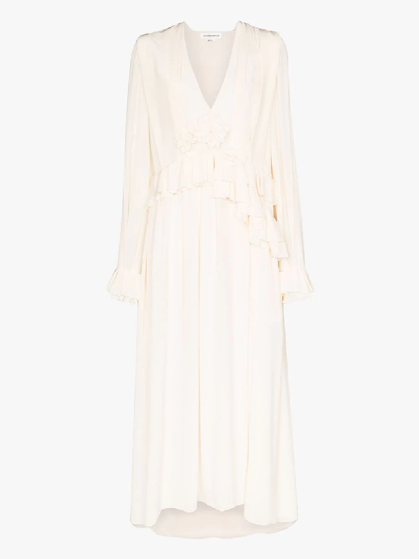 white silk midi dress