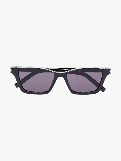 Shop Saint Laurent Black Dylan 365 Rectangular Sunglasses