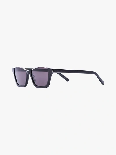 Shop Saint Laurent Black Dylan 365 Rectangular Sunglasses