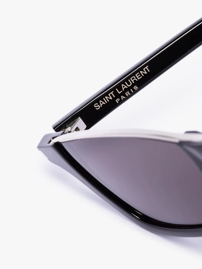 Shop Saint Laurent Black Dylan 365 Rectangular Sunglasses