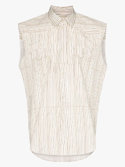 Shop Phipps Rockhound Striped Sleeveless Shirt In Brown
