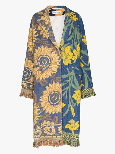 Shop Rave Review Livia Vintage Blanket Coat In Blue