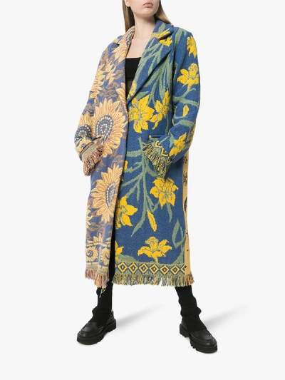 Shop Rave Review Livia Vintage Blanket Coat In Blue