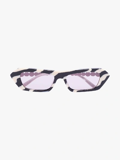 Shop Gucci Eyewear Black And White Zebra Striped Sunglasses