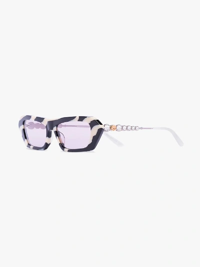 Shop Gucci Eyewear Black And White Zebra Striped Sunglasses