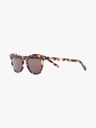 Shop Saint Laurent Brown Havana Tortoiseshell Sunglasses