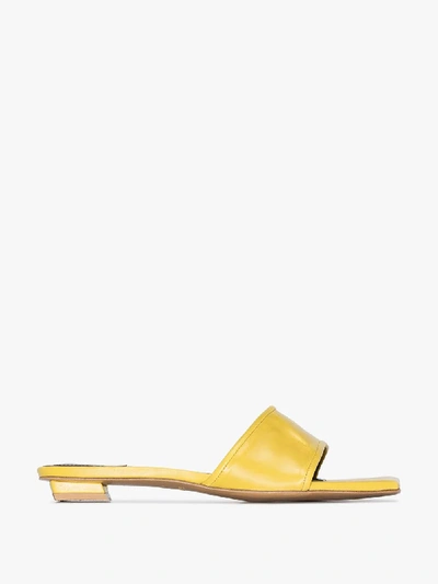 Shop Salondeju Yellow Volure Leather Sandals