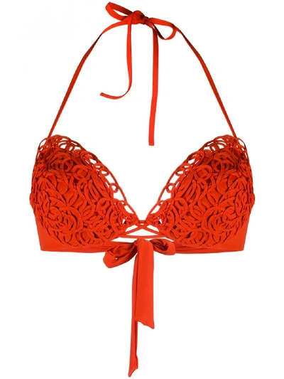 Shop La Perla Soutache Sirens Push-up Bikini Top In Orange