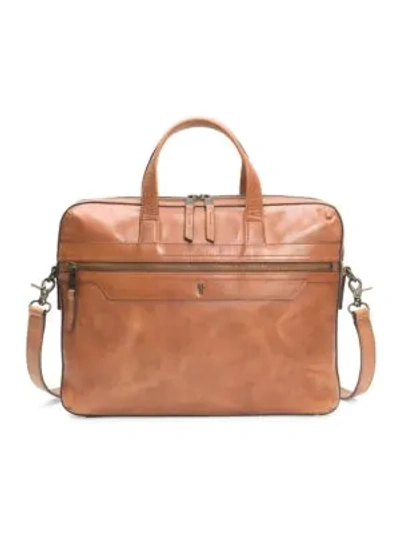 Shop Frye Holden Slim Soft Leather Briefcase In Whiskey