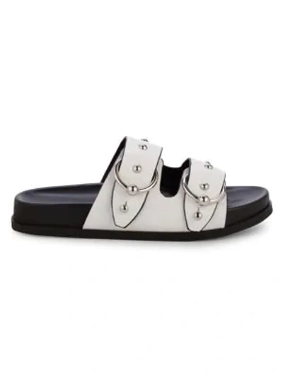 Shop Rebecca Minkoff Vachel Studded Leather Slides In White