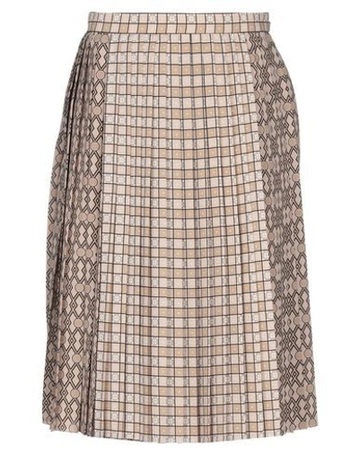 Shop Burberry Woman Midi Skirt Beige Size 8 Polyester