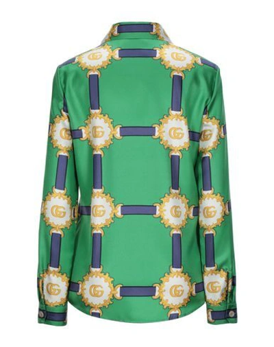 Shop Gucci Silk Shirts & Blouses In Green