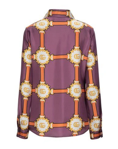 Shop Gucci Silk Shirts & Blouses In Mauve