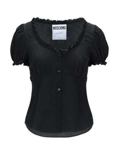 Shop Moschino Silk Shirts & Blouses In Black