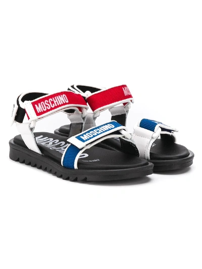 Shop Moschino Logo Touch-strap Sandals In Red