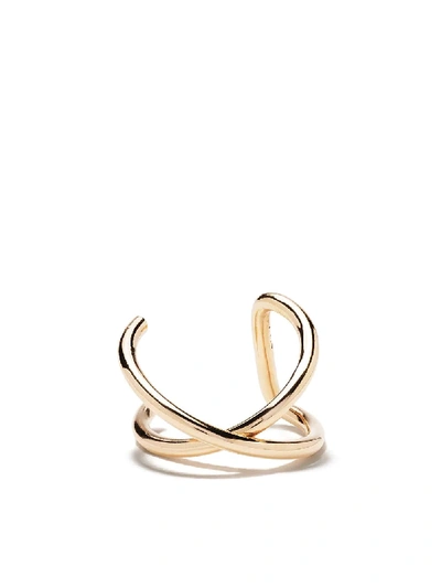 14KT YELLOW GOLD CROSSOVER EAR CUFF