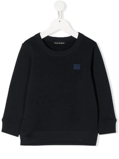 Shop Acne Studios Mini Fairview Face-motif Sweatshirt In Blue