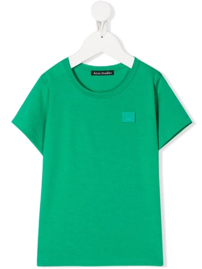 Shop Acne Studios Mini Nash Face-motif T-shirt In Green