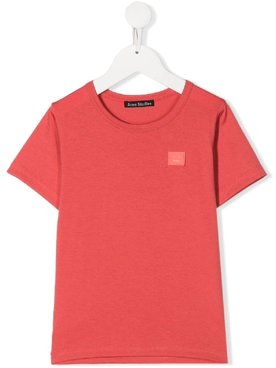 Shop Acne Studios Mini Nash Face-motif T-shirt In Pink