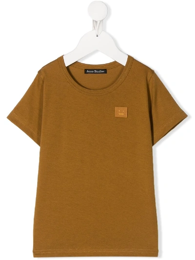 Shop Acne Studios Mini Nash Face-motif T-shirt In Brown