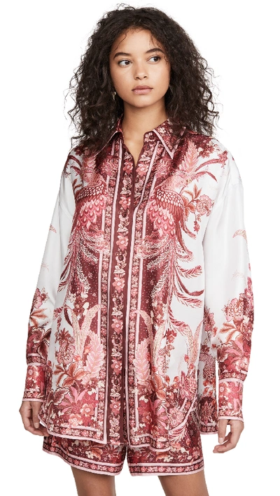 Shop Zimmermann Wavelength Placement Shirt In Pink Phoenix