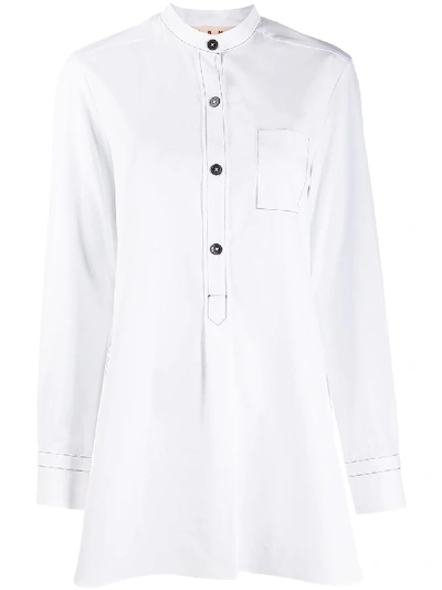 Shop Marni Mandarin Collar Shirt In White