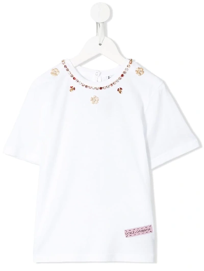 Shop Dolce & Gabbana Crystal-embellished T-shirt In White