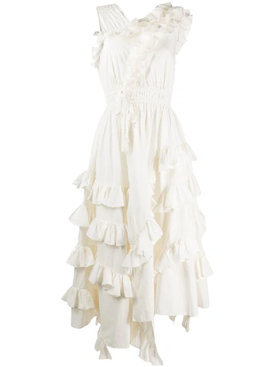 Shop Ulla Johnson Linnea Asymmetric Midi Dress In White