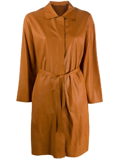 Shop Salvatore Santoro Tie-waist Coat In Brown