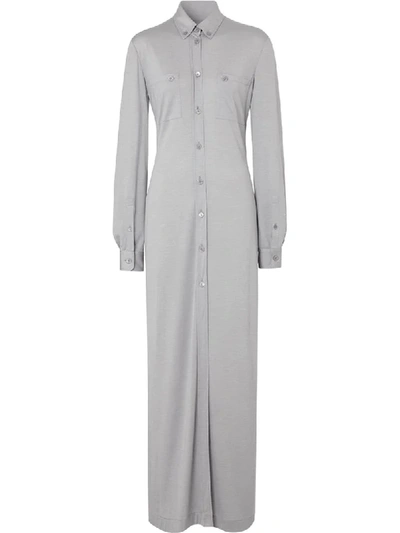 Shop Burberry Jersey Shirt Dress In Grey