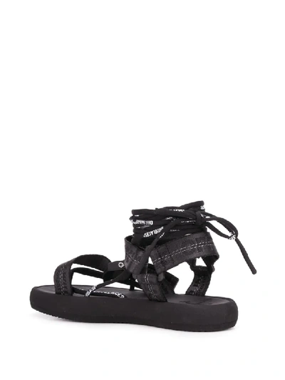 Shop Off-white Logo-print Strappy Sandals In Black