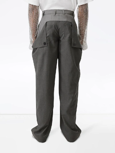 Shop Burberry Press Stud Detail Trousers In Grey