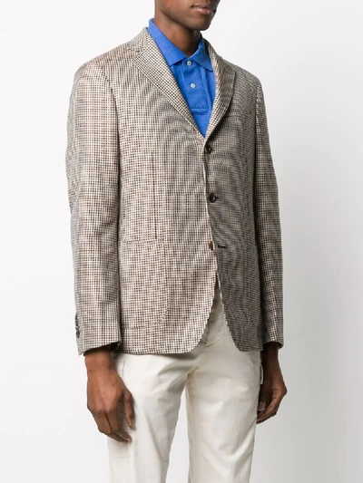 Shop Lardini Houndstooth Single-breasted Blazer In Brown