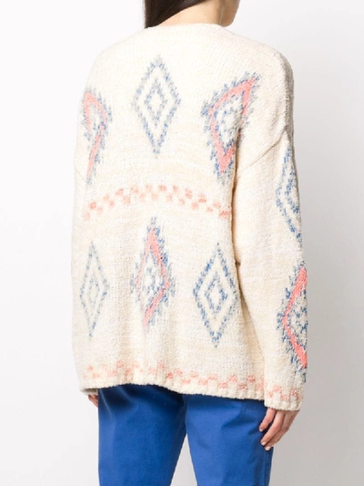 Shop Closed Aztec Pattern Cardigan In Neutrals